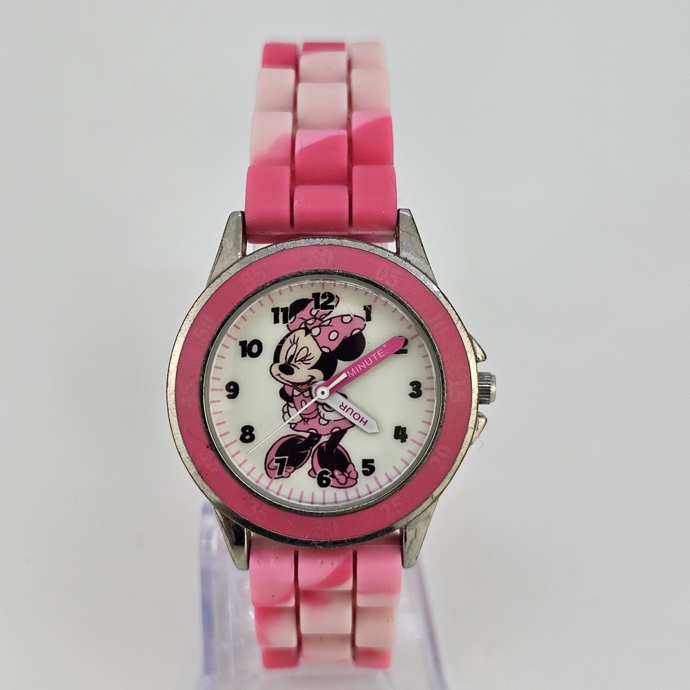 Minnie‎ Mouse Girls Watch 32MM White Dial Pink Plastic Bands New Battery